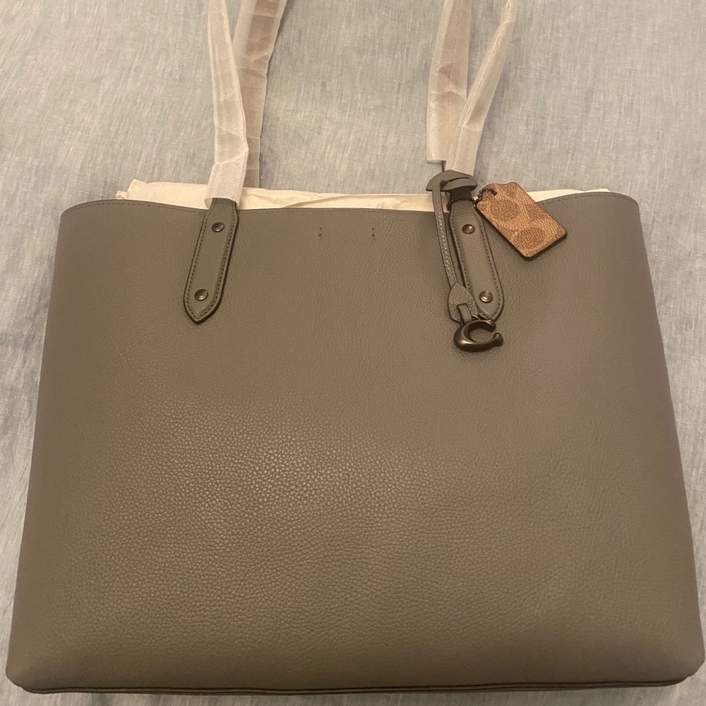 Coach Central Leather & Signature Canvas Tote